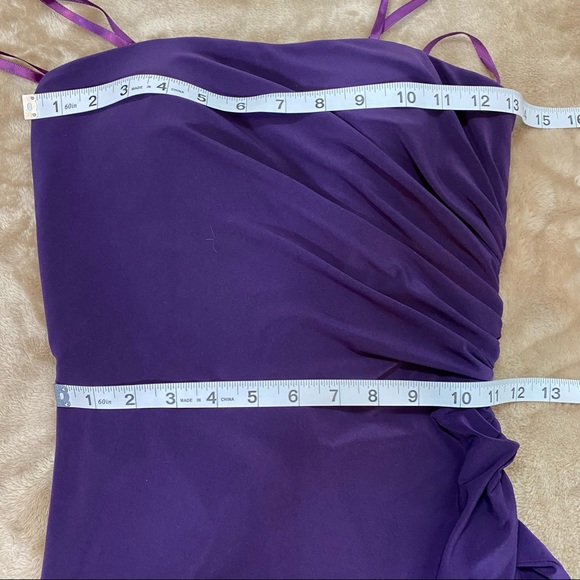 La Femme - 28204 Strapless Jersey Sheath Dress Gown With Slit Purple Sz 2 NWOT - Picture 4 of 10